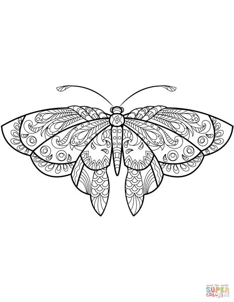 Return to butterfly coloring pages and activities. Zentangle Butterfly coloring page | Free Printable ...