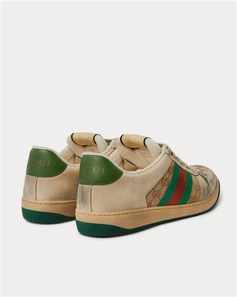 Gucci Screener Monogrammed Canvas And Webbing Trimmed Distressed
