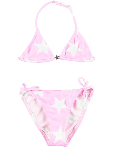 Bañador Bikini Triángulos Rosa Estrellas Dos Piezas Para Niña Princesse Ilou Color Rosa Talla 4 Años