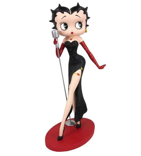 Betty Boop Classic Singer Black And Red Glitter Dress Statue Visiontoys