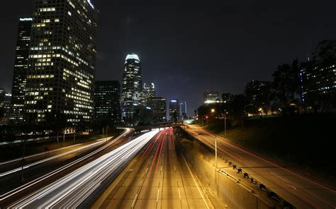 Hd Buildings Skyscrapers Night Freeway Highway Lights Roads Cities