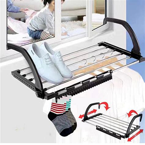 Lothes Drying Rack Balcony Stainless Steel Folding Towel Laundry