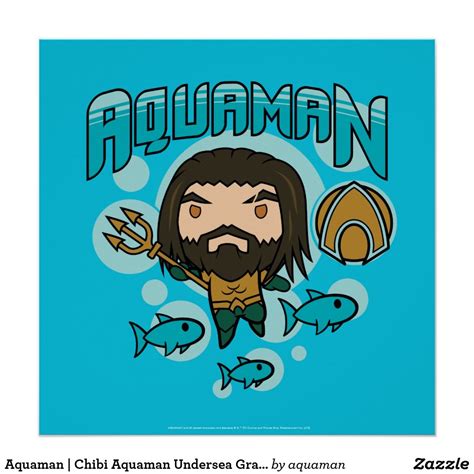Aquaman Chibi Aquaman Undersea Graphic Poster Zazzle Graphic