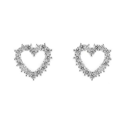 18ct white gold 1 40ct diamond heart shaped earrings jewellery from mr harold and son uk