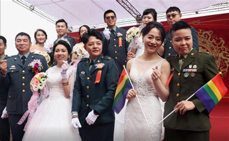 coming out bravely taiwan same sex couples join military wedding for first time village