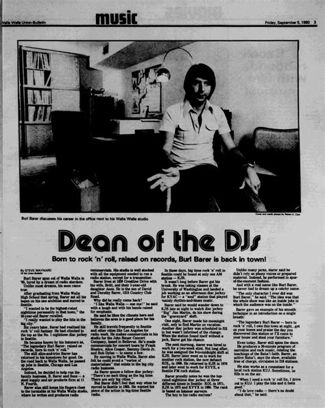 Barers of Maple Valley: The Walla Walla Union-Bulletin Hails Burl's Return