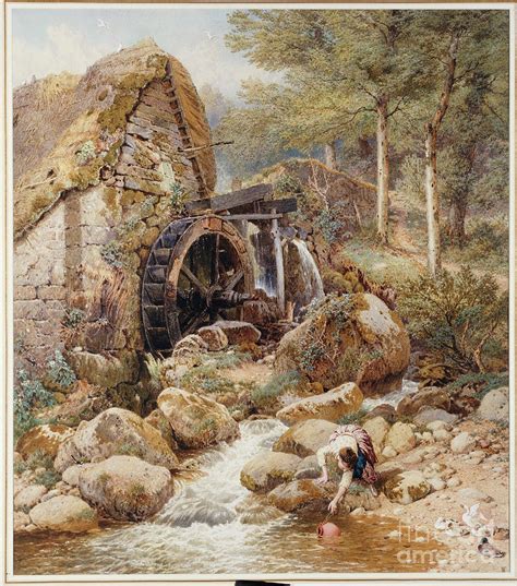 An Old Water Mill Painting By Myles Birket Foster Fine Art America