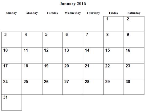 8 Best Images Of 2016 Calendar January Printable Free Printable