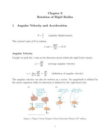 Chapter 9 Rotation Of Rigid Bodies 1 Angular Velocity And