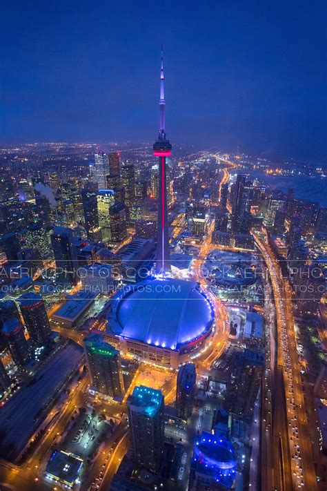 Aerial Photo Toronto City Skyline At Dusk
