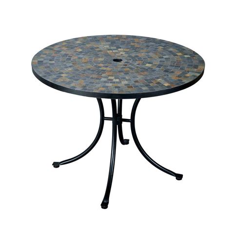 Home Styles Stone Harbor 51 In Round Slate Tile Top Patio Dining Table