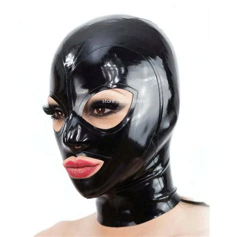 latex hood open eyes and mouth for beautiful girl rubber mask handmade club wear cosplay