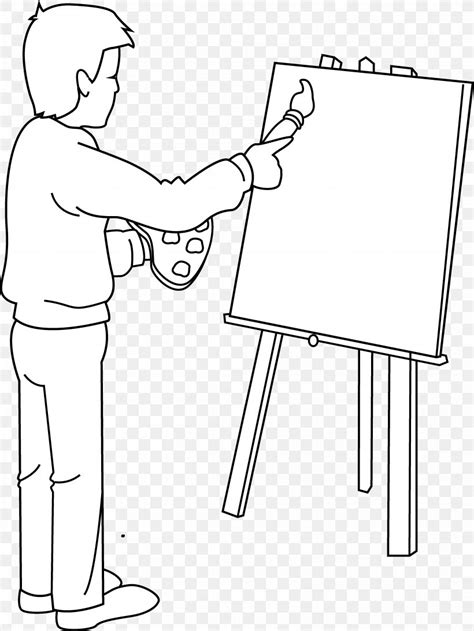Painting Artist Black And White Clip Art Png 4058x5405px Painting