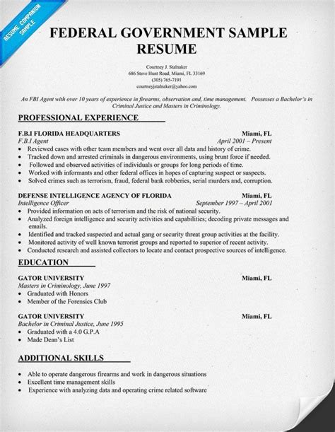 federal government resume template resumecompanioncom