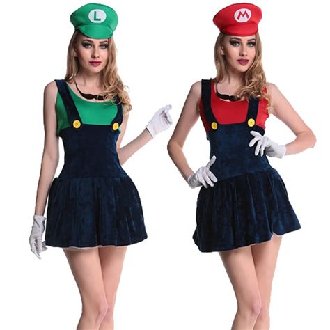 Super Mario Costume Cosplay Women Luigi Costume Clothing Sexy Plumber Costume Mario Bros