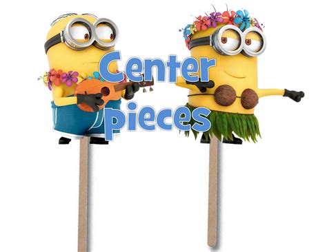 Aloha Minions Centerpieces Miniosn Party Favors Hawaii Luau Etsy
