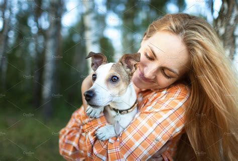 Young Girl Hugging Her Dog High Quality People Images ~ Creative Market