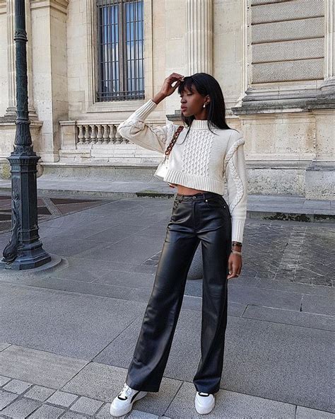 Trendy Basics To Wear With Leather Pants This Fall In Outfit