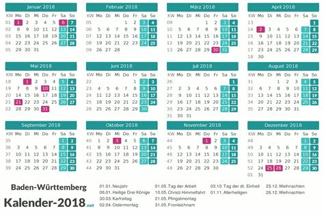 Ein feiertag in berlin wird als beweglich bezeichnet, wenn er nicht in jedem kalenderjahr zum gleichen datum stattfindet. Kalender 2018 Baden-Württemberg