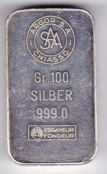 Silver Bar Of 100 Gram Argor Catawiki