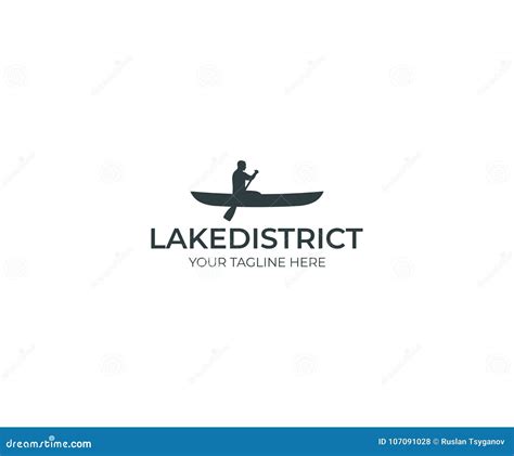 Canoeing Logo Template Man In Paddling Boat Vector Design