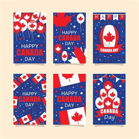 Canada Day Greeting Card Collection 2292205 Vector Art At Vecteezy