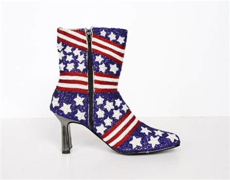 Fully Beaded Boots Stars And Stripes American Flag