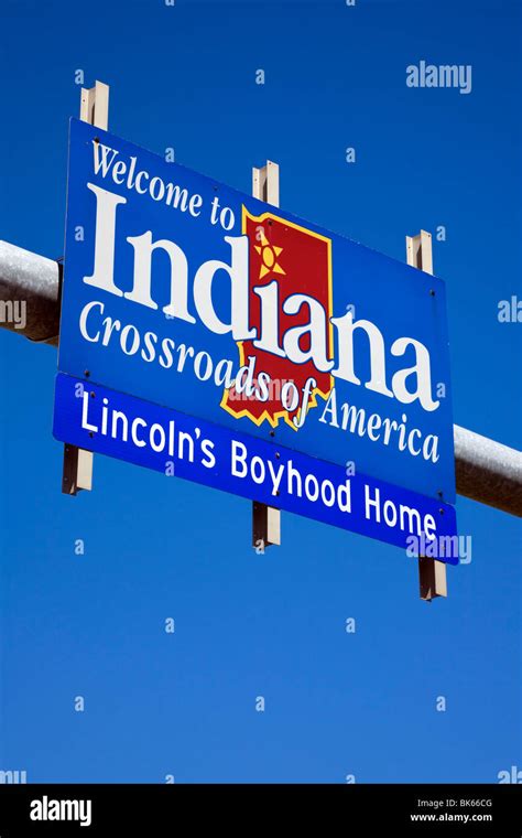 Welcome To Indiana Road Sign Stock Photo Alamy