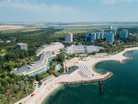 Aerial Drone View Of Neptun Olimp Resort On The Black Sea In Romania