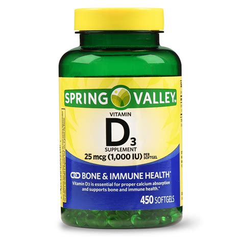 Spring Valley Vitamin D3 Softgels 1000 Iu 450 Count