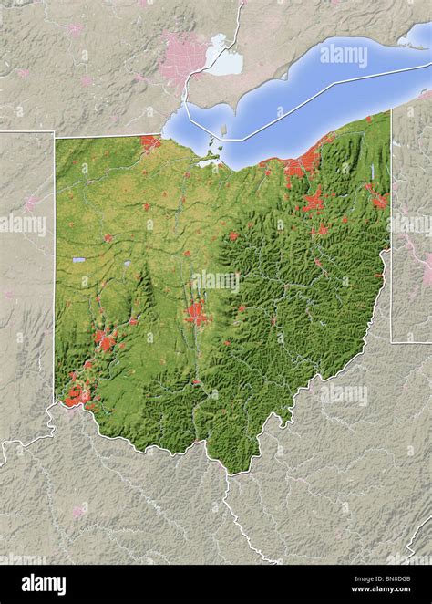 Ohio Shaded Relief Map Stock Photo Alamy