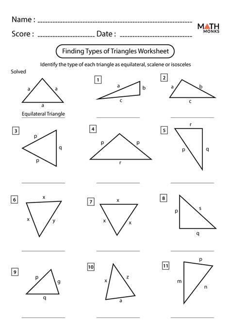 Properties Of Triangles Worksheet