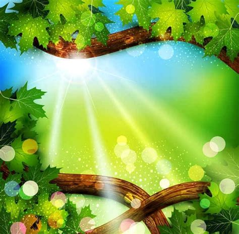 Fresh Green Leaves On Natural Background Vectors Graphic Art Designs In