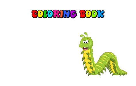 Isolated White Background Coloring Book Of A Cartoon Millipede