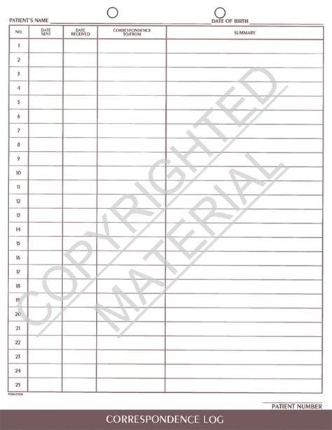 Discontinued 27006 Correspondence Log Form Steno Style