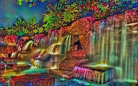 Colorful Waterfall Digital Art By Acr Acr Fine Art America