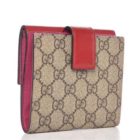 Gucci Gg Supreme Monogram French Flap Wallet Red 275739
