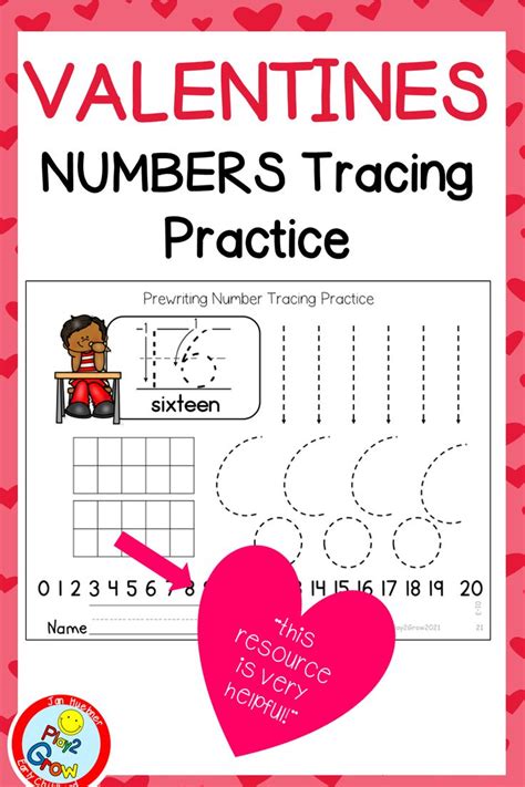 Fine Motor Prewriting Numbers 0 20 Tracing Kindergarten Valentines