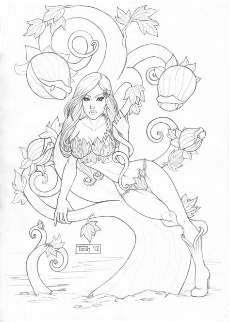 Poison Ivy Sketch By Tashotoole On Deviantart Colouring Pages