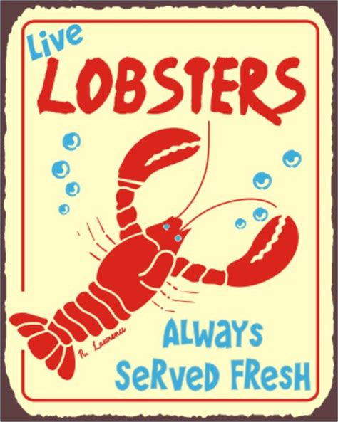 27 professionally made, high quality printable sea food vintage frames and elements: Live Lobsters Vintage Metal Art Beach Seafood Retro Tin ...