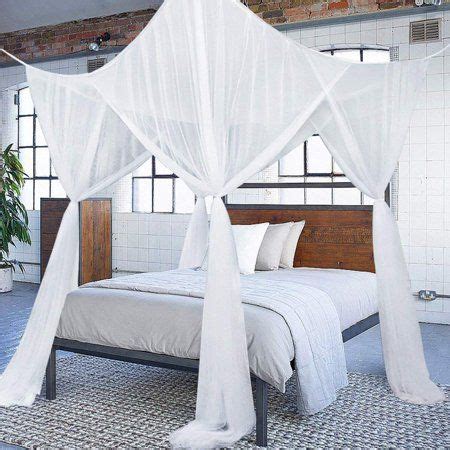 It has three openings which make it easy to get in and keep in mind, unlike other canopies that hang from the ceiling, you will have to tie this one to the bed frame yourself. 4 Corner Post Bed Canopy Mosquito Net Full Queen King Size ...