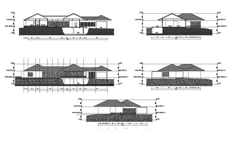 Residential Bungalow Elevation In Autocad Cadbull