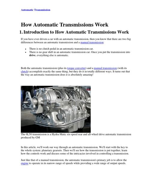How Automatic Transmissions Work