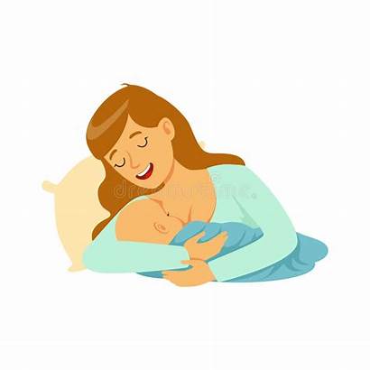 Breastfeeding Mother Bed Breast Milk Illustration Lying