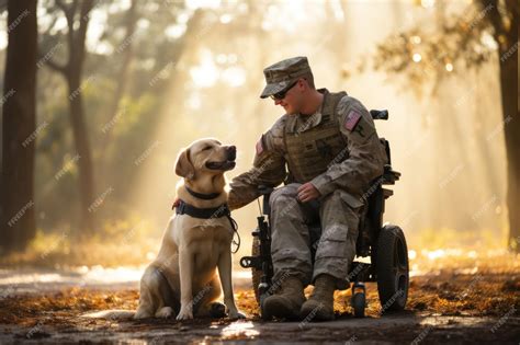 Premium Ai Image Disabled Man In Military Uniform Sitting In
