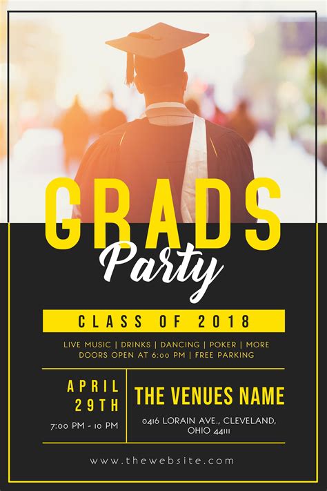 Grad Party Invitation Flyer Poster Template Graduation Party Flyer