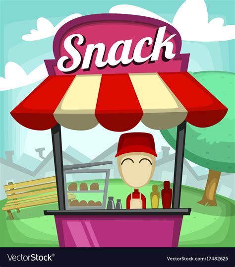 Cartoon Small Business Snack Fast Food Stand Park Vector Image