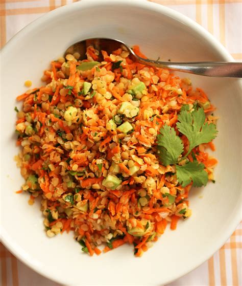 Red Lentil Carrot And Avocado Salad