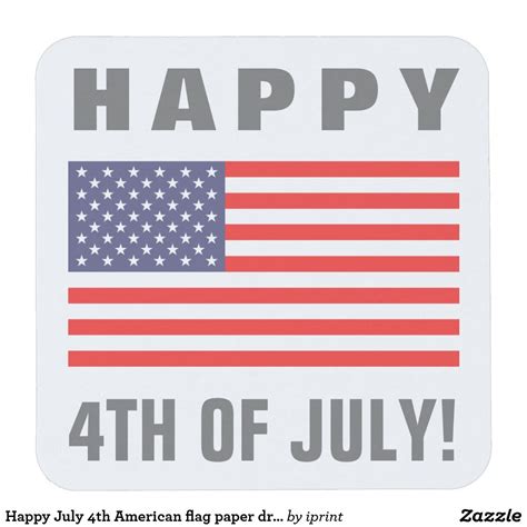 Happy July 4th American Flag Paper Drink Coaster Happy