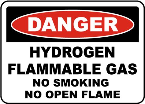 Hydrogen Flammable Gas No Smoking Sign H By Safetysign Com